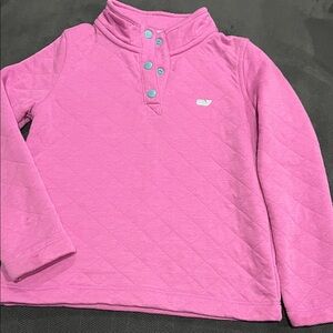 Vineyard Vines Girls' Quilted Hot Pink Snap Pullover